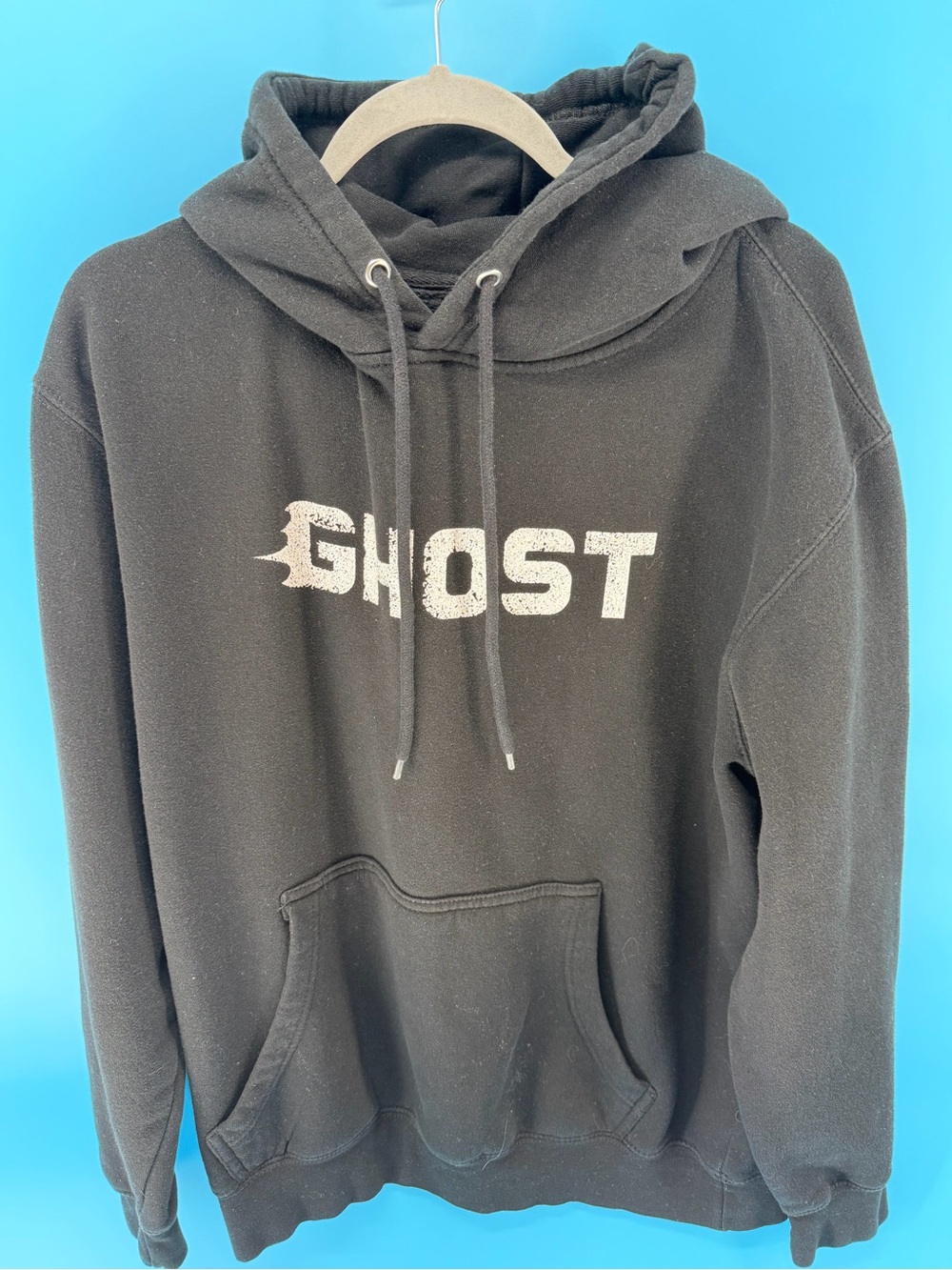 Seven7 Black Hoodie with White 'GHOST' Print